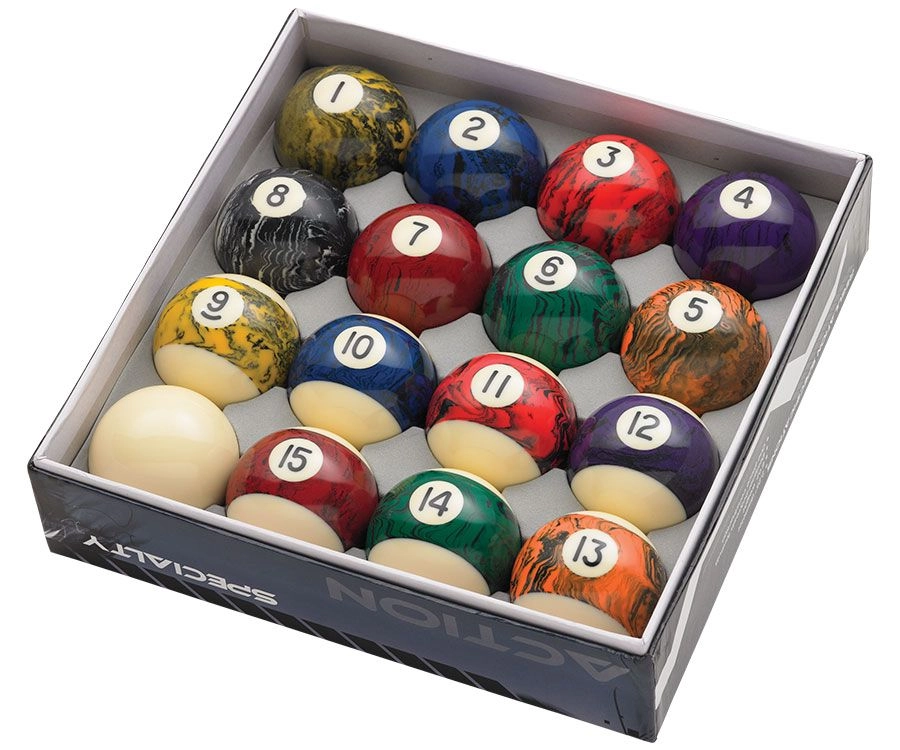 Action Black Swirl Marble Pool Ball Set 3 Action Black Swirl Marble Pool Ball Set