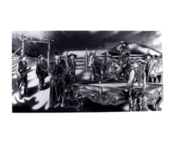 "Shoot Out" Floating Wall Art (30" X 15.75") - Black And White -Billiard Pro Shop rtnsowbw cat